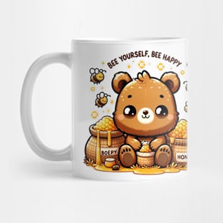 Bee Yourself, Bee Happy - Kawaii Bear with Honey Mug